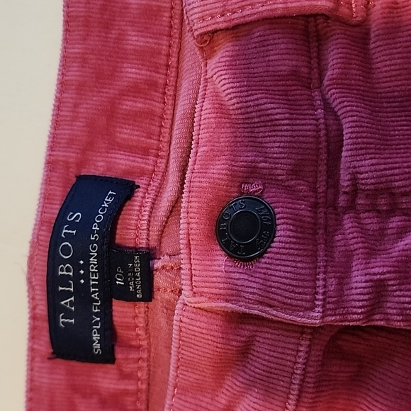 Talbots Simply Flattering Pink Corduroy 10 Petite - Picture 2 of 4